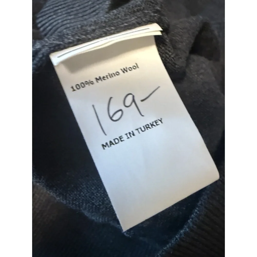 GARNET Men's Merino Wool 1/4-Zip Pullover Charcoal Gray Sweater Size XXL NWT